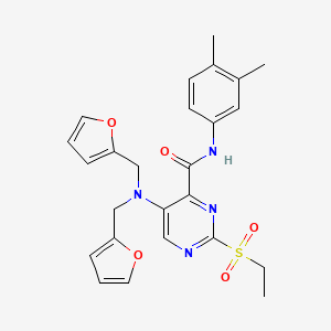 molecular formula C25H26N4O5S B14988468 5-[bis(furan-2-ylmethyl)amino]-N-(3,4-dimethylphenyl)-2-(ethylsulfonyl)pyrimidine-4-carboxamide 