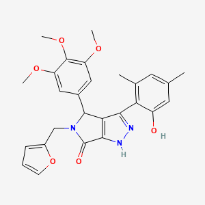 molecular formula C27H27N3O6 B14988501 5-(furan-2-ylmethyl)-3-(2-hydroxy-4,6-dimethylphenyl)-4-(3,4,5-trimethoxyphenyl)-4,5-dihydropyrrolo[3,4-c]pyrazol-6(1H)-one 