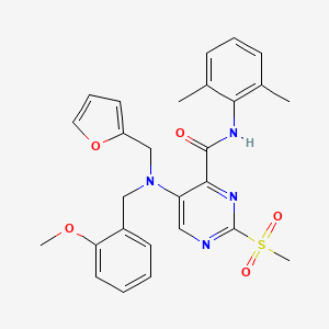 molecular formula C27H28N4O5S B14988515 N-(2,6-dimethylphenyl)-5-[(furan-2-ylmethyl)(2-methoxybenzyl)amino]-2-(methylsulfonyl)pyrimidine-4-carboxamide 