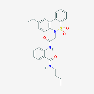 N-butyl-2-{[(9-ethyl-5,5-dioxido-6H-dibenzo[c,e][1,2]thiazin-6-yl)acetyl]amino}benzamide