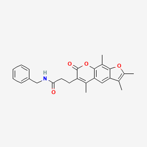 molecular formula C25H25NO4 B14988529 N-Benzyl-3-{2,3,5,9-tetramethyl-7-oxo-7H-furo[3,2-G]chromen-6-YL}propanamide CAS No. 853900-00-2