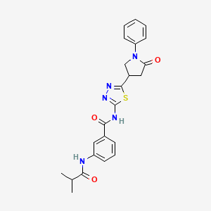 3-[(2-methylpropanoyl)amino]-N-[5-(5-oxo-1-phenylpyrrolidin-3-yl)-1,3,4-thiadiazol-2-yl]benzamide