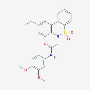 molecular formula C24H24N2O5S B14988592 N-(3,4-dimethoxyphenyl)-2-(9-ethyl-5,5-dioxido-6H-dibenzo[c,e][1,2]thiazin-6-yl)acetamide 