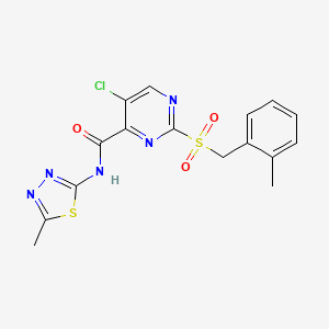 5-chloro-2-(2-methylbenzyl)sulfonyl-N-(5-methyl-1,3,4-thiadiazol-2-yl)pyrimidine-4-carboxamide