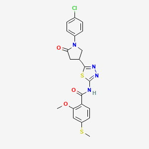 N-{5-[1-(4-chlorophenyl)-5-oxopyrrolidin-3-yl]-1,3,4-thiadiazol-2-yl}-2-methoxy-4-(methylsulfanyl)benzamide