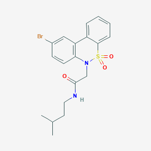 molecular formula C19H21BrN2O3S B14988686 2-(9-bromo-5,5-dioxido-6H-dibenzo[c,e][1,2]thiazin-6-yl)-N-(3-methylbutyl)acetamide 