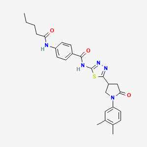 N-{5-[1-(3,4-dimethylphenyl)-5-oxopyrrolidin-3-yl]-1,3,4-thiadiazol-2-yl}-4-(pentanoylamino)benzamide