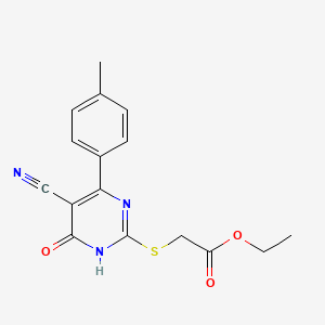 molecular formula C16H15N3O3S B14988751 Ethyl 2-{[5-cyano-4-(4-methylphenyl)-6-oxo-1,6-dihydropyrimidin-2-YL]sulfanyl}acetate 