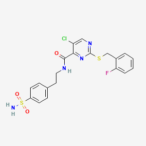 5-chloro-2-[(2-fluorobenzyl)sulfanyl]-N-[2-(4-sulfamoylphenyl)ethyl]pyrimidine-4-carboxamide