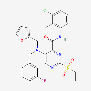 N-(3-chloro-2-methylphenyl)-2-(ethylsulfonyl)-5-[(3-fluorobenzyl)(furan-2-ylmethyl)amino]pyrimidine-4-carboxamide