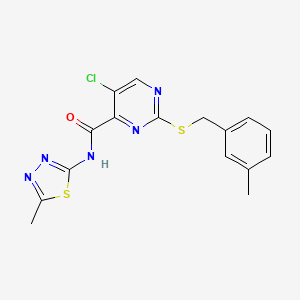 5-chloro-2-[(3-methylbenzyl)sulfanyl]-N-(5-methyl-1,3,4-thiadiazol-2-yl)pyrimidine-4-carboxamide