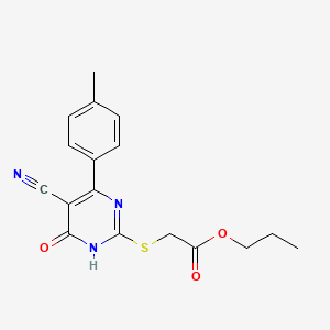 Propyl 2-{[5-cyano-4-(4-methylphenyl)-6-oxo-1,6-dihydropyrimidin-2-YL]sulfanyl}acetate