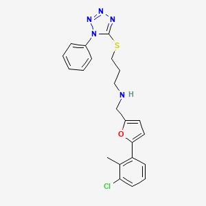 N-{[5-(3-chloro-2-methylphenyl)furan-2-yl]methyl}-3-[(1-phenyl-1H-tetrazol-5-yl)sulfanyl]propan-1-amine