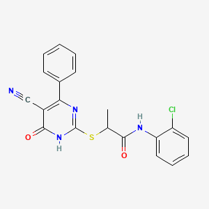 N-(2-Chlorophenyl)-2-[(5-cyano-6-oxo-4-phenyl-1,6-dihydropyrimidin-2-YL)sulfanyl]propanamide