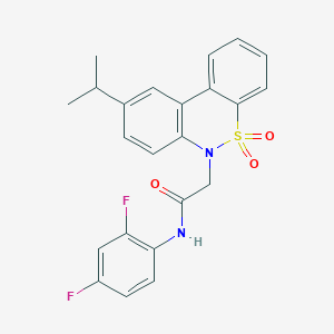 molecular formula C23H20F2N2O3S B14989020 N-(2,4-difluorophenyl)-2-(9-isopropyl-5,5-dioxido-6H-dibenzo[c,e][1,2]thiazin-6-yl)acetamide 