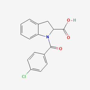 molecular formula C16H12ClNO3 B1498903 1-(4-Chlorobenzoyl)-2,3-dihydro-1H-indole-2-carboxylic acid 