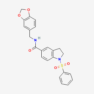 1-(Benzenesulfonyl)-N-[(2H-1,3-benzodioxol-5-YL)methyl]-2,3-dihydro-1H-indole-5-carboxamide