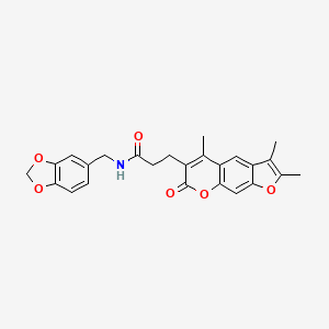 N-(1,3-benzodioxol-5-ylmethyl)-3-(2,3,5-trimethyl-7-oxo-7H-furo[3,2-g]chromen-6-yl)propanamide