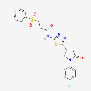 N-{5-[1-(4-chlorophenyl)-5-oxopyrrolidin-3-yl]-1,3,4-thiadiazol-2-yl}-3-(phenylsulfonyl)propanamide