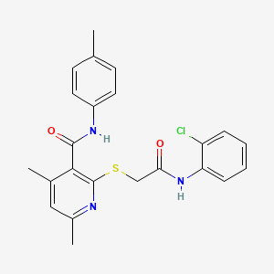 molecular formula C23H22ClN3O2S B14989165 2-({2-[(2-chlorophenyl)amino]-2-oxoethyl}sulfanyl)-4,6-dimethyl-N-(4-methylphenyl)pyridine-3-carboxamide 