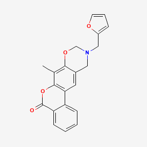 molecular formula C21H17NO4 B14989240 10-(2-furylmethyl)-7-methyl-9H,11H-benzo[c]1,3-oxazino[5,6-g]chromen-5-one 