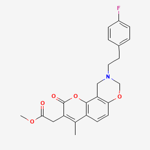 molecular formula C23H22FNO5 B14989261 methyl {9-[2-(4-fluorophenyl)ethyl]-4-methyl-2-oxo-9,10-dihydro-2H,8H-chromeno[8,7-e][1,3]oxazin-3-yl}acetate 