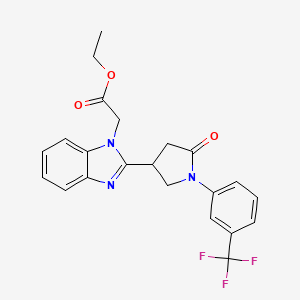 molecular formula C22H20F3N3O3 B14989277 ethyl (2-{5-oxo-1-[3-(trifluoromethyl)phenyl]pyrrolidin-3-yl}-1H-benzimidazol-1-yl)acetate 