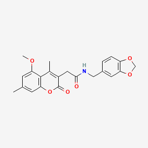 molecular formula C22H21NO6 B14989310 N-(1,3-benzodioxol-5-ylmethyl)-2-(5-methoxy-4,7-dimethyl-2-oxo-2H-chromen-3-yl)acetamide 