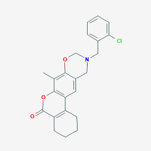 10-(2-chlorobenzyl)-7-methyl-1,2,3,4,10,11-hexahydro-5H,9H-benzo[3,4]chromeno[6,7-e][1,3]oxazin-5-one