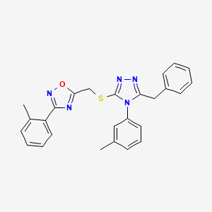 5-({[5-benzyl-4-(3-methylphenyl)-4H-1,2,4-triazol-3-yl]sulfanyl}methyl)-3-(2-methylphenyl)-1,2,4-oxadiazole