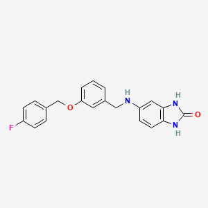 molecular formula C21H18FN3O2 B14989512 5-({3-[(4-fluorobenzyl)oxy]benzyl}amino)-1,3-dihydro-2H-benzimidazol-2-one 