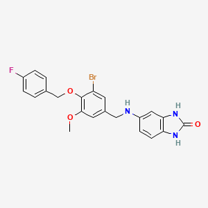 molecular formula C22H19BrFN3O3 B14989588 5-({3-bromo-4-[(4-fluorobenzyl)oxy]-5-methoxybenzyl}amino)-1,3-dihydro-2H-benzimidazol-2-one 