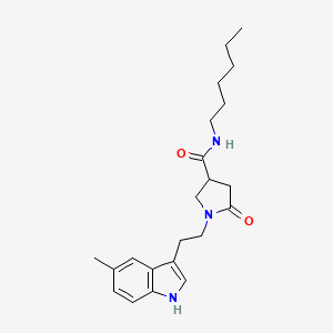 N-hexyl-1-[2-(5-methyl-1H-indol-3-yl)ethyl]-5-oxopyrrolidine-3-carboxamide