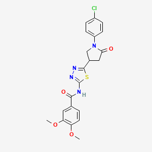 molecular formula C21H19ClN4O4S B14989722 N-{5-[1-(4-chlorophenyl)-5-oxopyrrolidin-3-yl]-1,3,4-thiadiazol-2-yl}-3,4-dimethoxybenzamide 