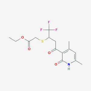 molecular formula C15H18F3NO4S B14989754 Ethyl {[4-(4,6-dimethyl-2-oxo-1,2-dihydropyridin-3-yl)-1,1,1-trifluoro-4-oxobutan-2-yl]sulfanyl}acetate 