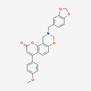 9-(1,3-benzodioxol-5-ylmethyl)-4-(4-methoxyphenyl)-9,10-dihydro-2H,8H-chromeno[8,7-e][1,3]oxazin-2-one