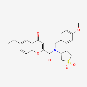 molecular formula C24H25NO6S B14989912 N-(1,1-dioxidotetrahydrothiophen-3-yl)-6-ethyl-N-(4-methoxybenzyl)-4-oxo-4H-chromene-2-carboxamide 