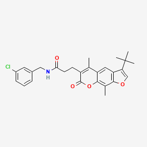 molecular formula C27H28ClNO4 B14989952 3-(3-tert-butyl-5,9-dimethyl-7-oxo-7H-furo[3,2-g]chromen-6-yl)-N-(3-chlorobenzyl)propanamide 