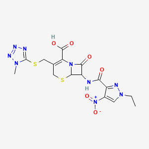 7-{[(1-ethyl-4-nitro-1H-pyrazol-3-yl)carbonyl]amino}-3-{[(1-methyl-1H-tetrazol-5-yl)sulfanyl]methyl}-8-oxo-5-thia-1-azabicyclo[4.2.0]oct-2-ene-2-carboxylic acid