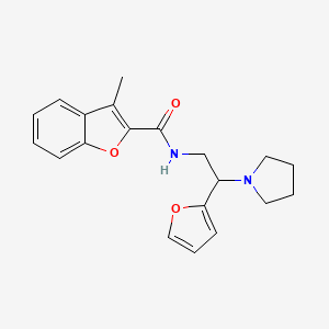 N-[2-(furan-2-yl)-2-(pyrrolidin-1-yl)ethyl]-3-methyl-1-benzofuran-2-carboxamide