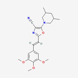 5-(3,5-dimethylpiperidin-1-yl)-2-[(E)-2-(3,4,5-trimethoxyphenyl)ethenyl]-1,3-oxazole-4-carbonitrile