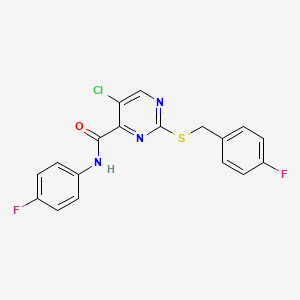 5-chloro-2-[(4-fluorobenzyl)sulfanyl]-N-(4-fluorophenyl)pyrimidine-4-carboxamide