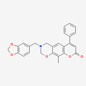 3-(1,3-benzodioxol-5-ylmethyl)-10-methyl-6-phenyl-3,4-dihydro-2H,8H-chromeno[6,7-e][1,3]oxazin-8-one