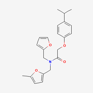 N-(furan-2-ylmethyl)-N-[(5-methylfuran-2-yl)methyl]-2-[4-(propan-2-yl)phenoxy]acetamide