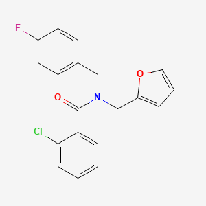 molecular formula C19H15ClFNO2 B14990214 2-chloro-N-(4-fluorobenzyl)-N-(furan-2-ylmethyl)benzamide 