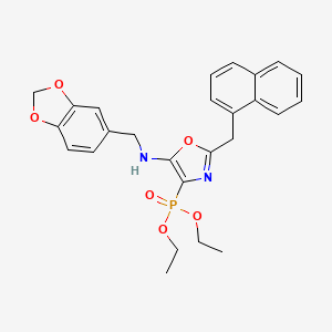 Diethyl {5-[(1,3-benzodioxol-5-ylmethyl)amino]-2-(naphthalen-1-ylmethyl)-1,3-oxazol-4-yl}phosphonate