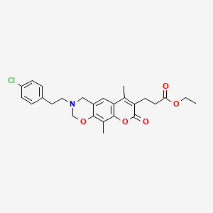 ethyl 3-{3-[2-(4-chlorophenyl)ethyl]-6,10-dimethyl-8-oxo-3,4-dihydro-2H,8H-chromeno[6,7-e][1,3]oxazin-7-yl}propanoate