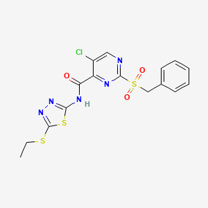 molecular formula C16H14ClN5O3S3 B14990254 2-(benzylsulfonyl)-5-chloro-N-[5-(ethylsulfanyl)-1,3,4-thiadiazol-2-yl]pyrimidine-4-carboxamide 