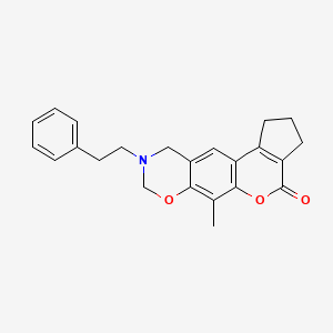 molecular formula C23H23NO3 B14990264 6-Methyl-9-phenethyl-2,3,9,10-tetrahydro-8H-cyclopenta[3,4]chromeno[6,7-E][1,3]oxazin-4(1H)-one 