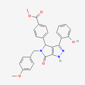 molecular formula C27H23N3O5 B14990275 Methyl 4-[3-(2-hydroxyphenyl)-5-(4-methoxybenzyl)-6-oxo-2,4,5,6-tetrahydropyrrolo[3,4-c]pyrazol-4-yl]benzoate 